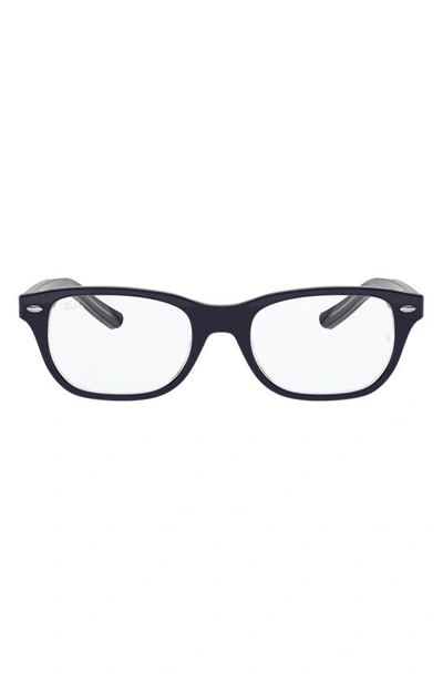 Ray Ban Kids 46mm Rectangular Optical Glasses In Black Blue