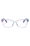 Ray Ban Kids' 46mm Rectangular Optical Glasses In Violet