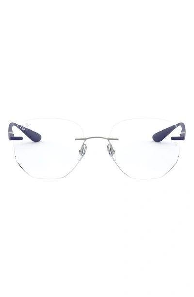 Ray Ban 51mm Rimless Optical Glasses In Silver