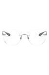 Ray Ban 51mm Rimless Optical Glasses In Shiny Gunmetal