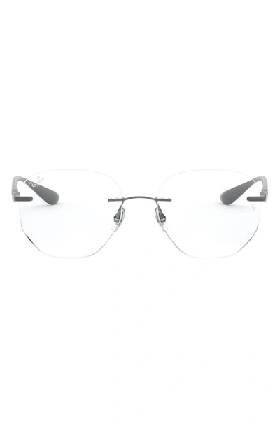 Ray Ban 51mm Rimless Optical Glasses In Shiny Gunmetal