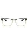 Ray Ban Unisex 55mm Rectangular Optical Glasses In Matte Black