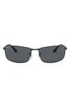 Ray Ban 61mm Polarized Rectangle Sunglasses In Grey Polar