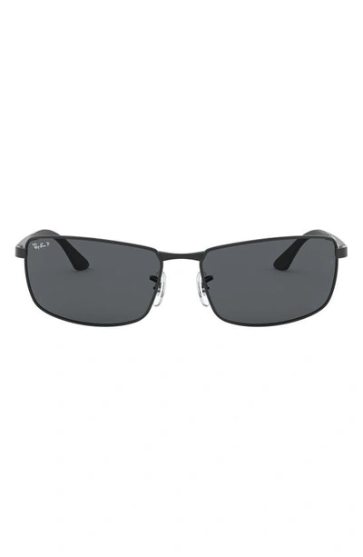 Ray Ban 61mm Polarized Rectangle Sunglasses In Grey Polar