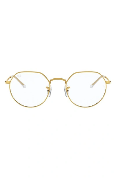 Ray Ban Unisex Jack 49mm Hexagonal Optical Glasses In Shiny Gold