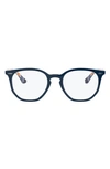 Ray Ban Unisex 52mm Round Optical Glasses In Blue