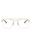 Ray Ban Unisex 53mm Semi Rimless Optical Glasses In Gold