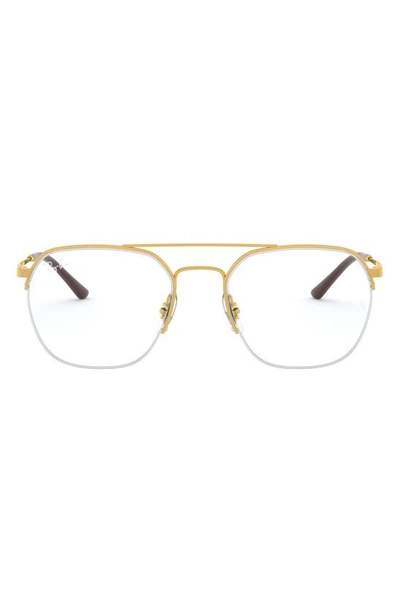 Ray Ban Unisex 53mm Semi Rimless Optical Glasses In Gold