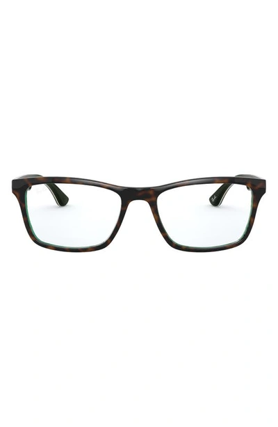 Ray Ban Unisex 53mm Rectangular Optical Glasses In Top Brn