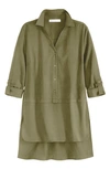 Adyson Parker Roll Sleeve High/low Tunic In Olivita