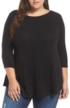 Bobeau Brushed Knit Babydoll Top In Dark