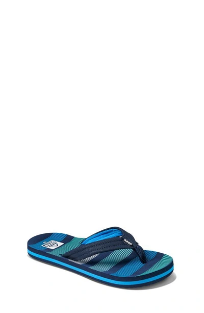 Reef Kids' Ahi Flip Flop In Deep Sea Stripes