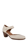 Easy Spirit Clarice Womens Cushioned Footbed Block Heel Mary Jane Heels In Ivory Leather