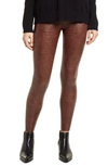 Commando Reptile Embossed Faux Leather Leggings In Brown Croc