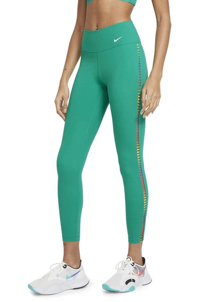 Nike Dri-fit One Rainbow Ladder Performance Ankle Leggings In