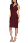 Alex Evenings Side Ruched Cocktail Dress In Wine