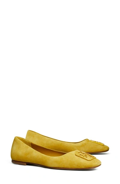 Tory Burch Georgia Square Toe Ballet Flat In Mustard