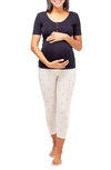 NOM MATERNITY RHYS MATERNITY/NURSING PAJAMA TOP,9094