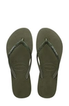 Havaianas Women's Slim Glitter Flip Flop Sandals Women's Shoes In Green Olive