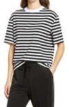 Nordstrom Crewneck T-shirt In White- Black Stripe