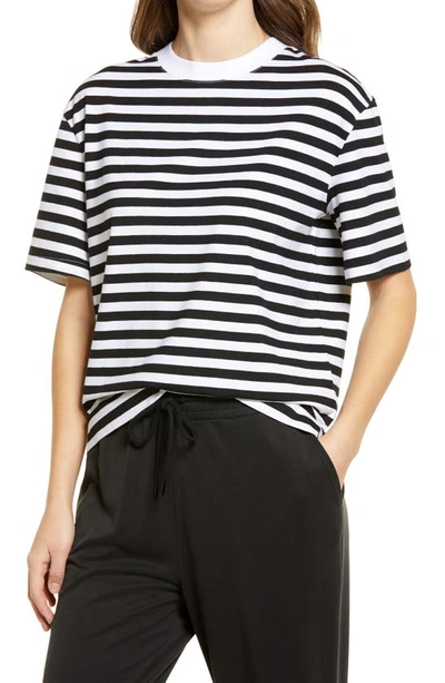 Nordstrom Crewneck T-shirt In White- Black Stripe