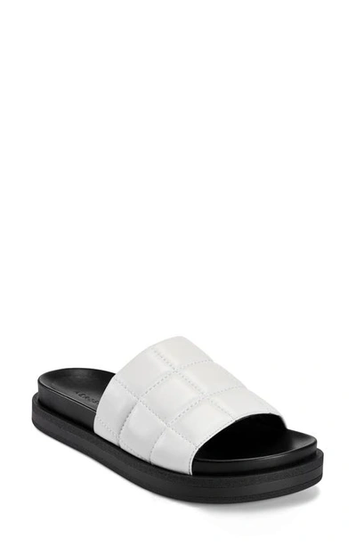 Aerosoles Women's Leila Casual Slide Sandals Women's Shoes In White Leather