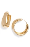 Open Edit Split Hoop Earrings In Gold