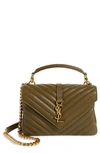 Saint Laurent Medium College Shoulder Bag In Seaweed
