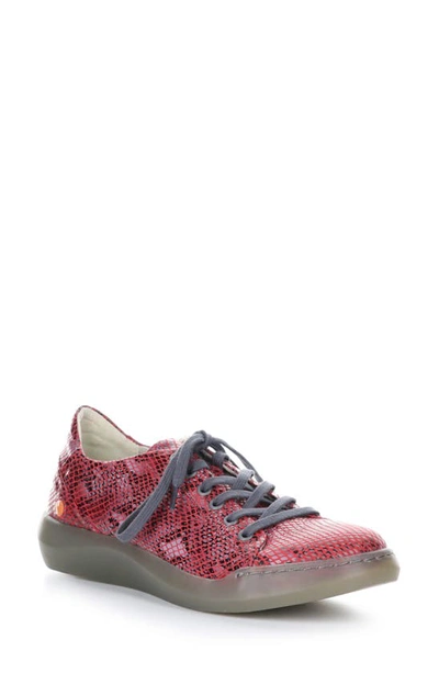 Softinos By Fly London Bauk Sneaker In 021 Red Snake Print Leather