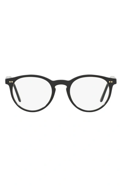 Polo Ralph Lauren 48mm Round Optical Glasses In Shiny Black