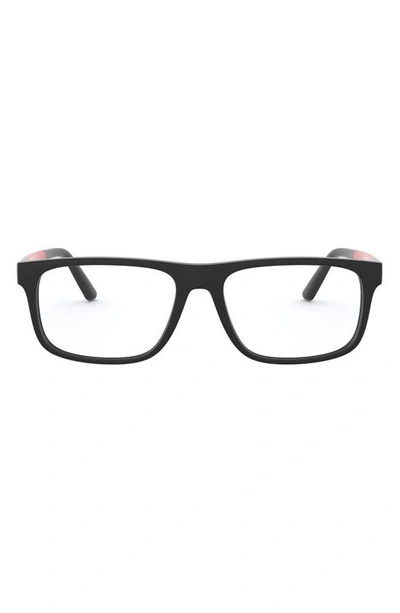 Polo Ralph Lauren 56mm Rectangular Optical Glasses In Matte Black