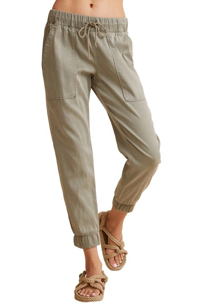 Bella Dahl Easy Cropped High-rise Woven Jogging Bottoms In Khaki