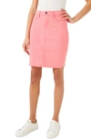 Jen7 Frayed Denim Pencil Skirt In Azalea Pink