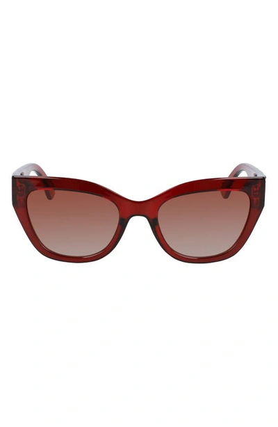 Longchamp Heritage 55mm Gradient Butterfly Sunglasses In Wine/ Brown
