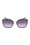 Longchamp Roseau 59mm Gradient Butterfly Sunglasses In Gold/ Smoke