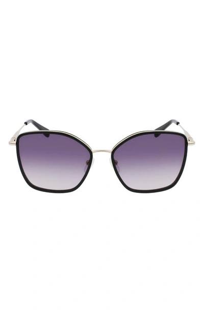 Longchamp Roseau 59mm Gradient Butterfly Sunglasses In Gold/ Smoke