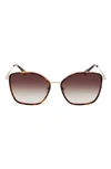 Longchamp Roseau 59mm Gradient Butterfly Sunglasses In Gold/ Khaki
