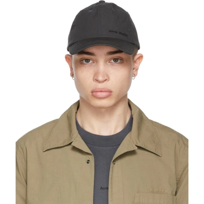 Acne Studios Logo-embroidered Cotton-canvas Baseball Cap In Black