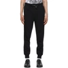 ERMENEGILDO ZEGNA BLACK RIBBED CUFF LOUNGE trousers