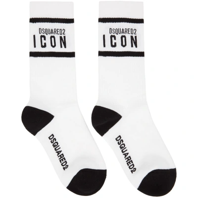 Dsquared2 White 'icon' Tennis Socks In 110 White/b