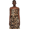 Ganni Beige & Black Georgette Pleated Strap Camisole In Maxi Leopard