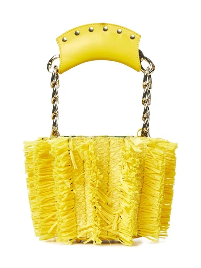 Sara Battaglia Fringe Chain-strap Tote Bag In Yellow