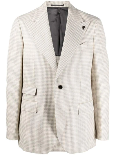 Gabriele Pasini Houndstooth Hemp-blend Blazer In Neutrals