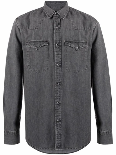 Deperlu Long-sleeve Denim Shirt In Grey