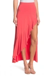 GO COUTURE RUFFLED SIDE HIGH/LOW MAXI SKIRT,781360694343