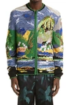 SAINT LAURENT TEDDY EMBROIDERED TROPICAL JACQUARD SWEATER JACKET,648512YAYP2
