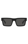 Prada 52mm Rectangular Sunglasses In Black/ Dark Grey