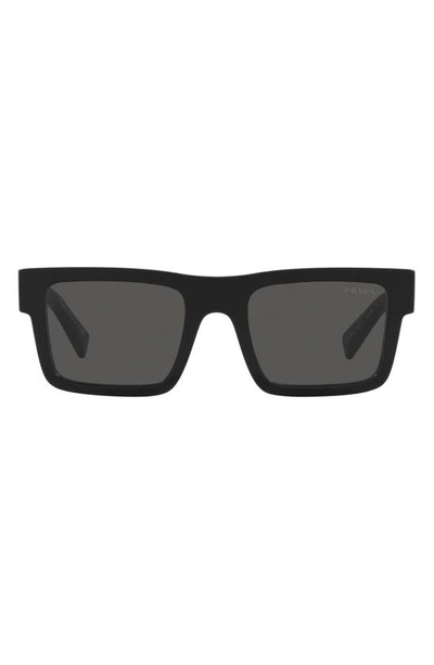 Prada 52mm Rectangular Sunglasses In Black/ Dark Grey