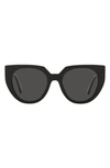 Prada 52mm Cat Eye Sunglasses In Black/talc/ Dark Grey