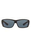 Costa Del Mar 61mm Polarized Rectangle Sunglasses In Dark Grey Black